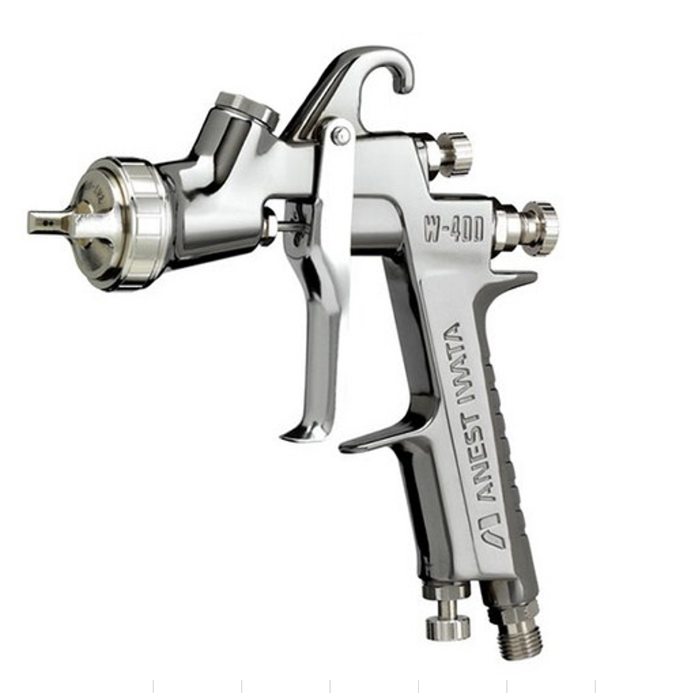 Manual spray gun for leather finishing