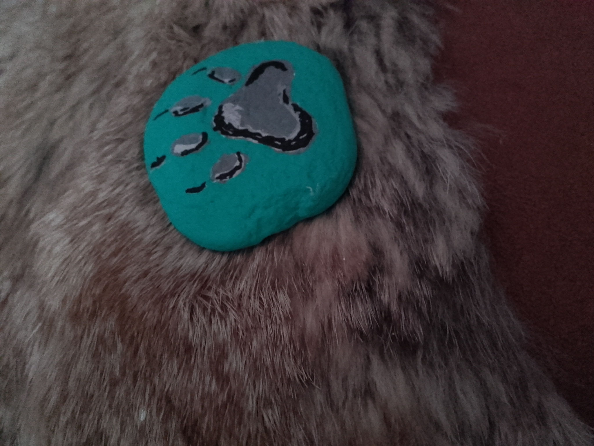 Pierre medecine peinte à la main - patte de loup - ref: Wolf paw 11