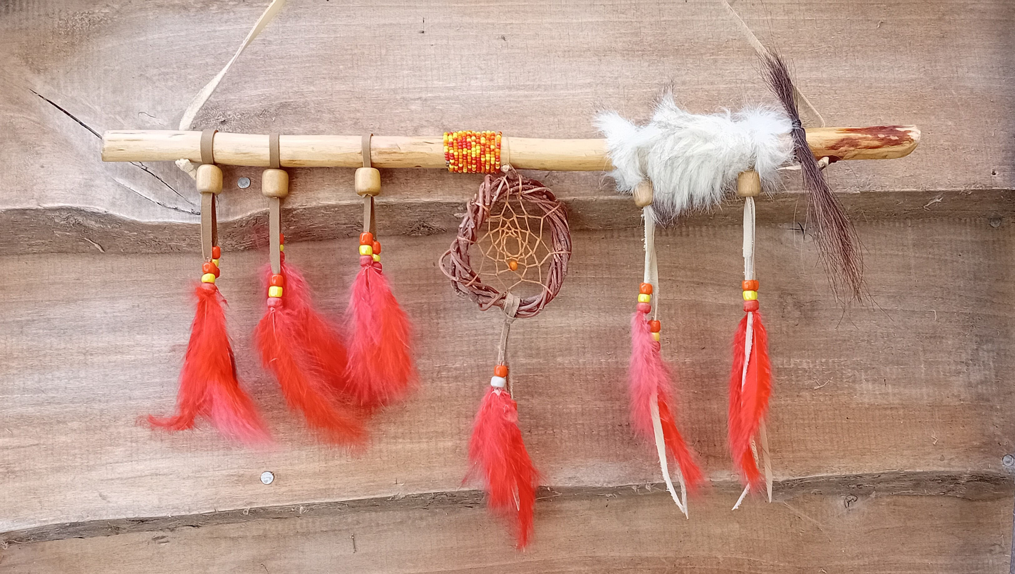 Bâton de parole amérindien, naturel - dream catcher - ref: BP39