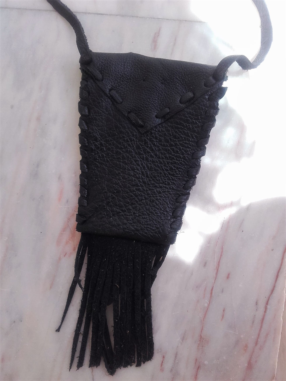 Thumbnail: Sac médecine en cuir noir - sac de souhait (voeux) ref MBW 4