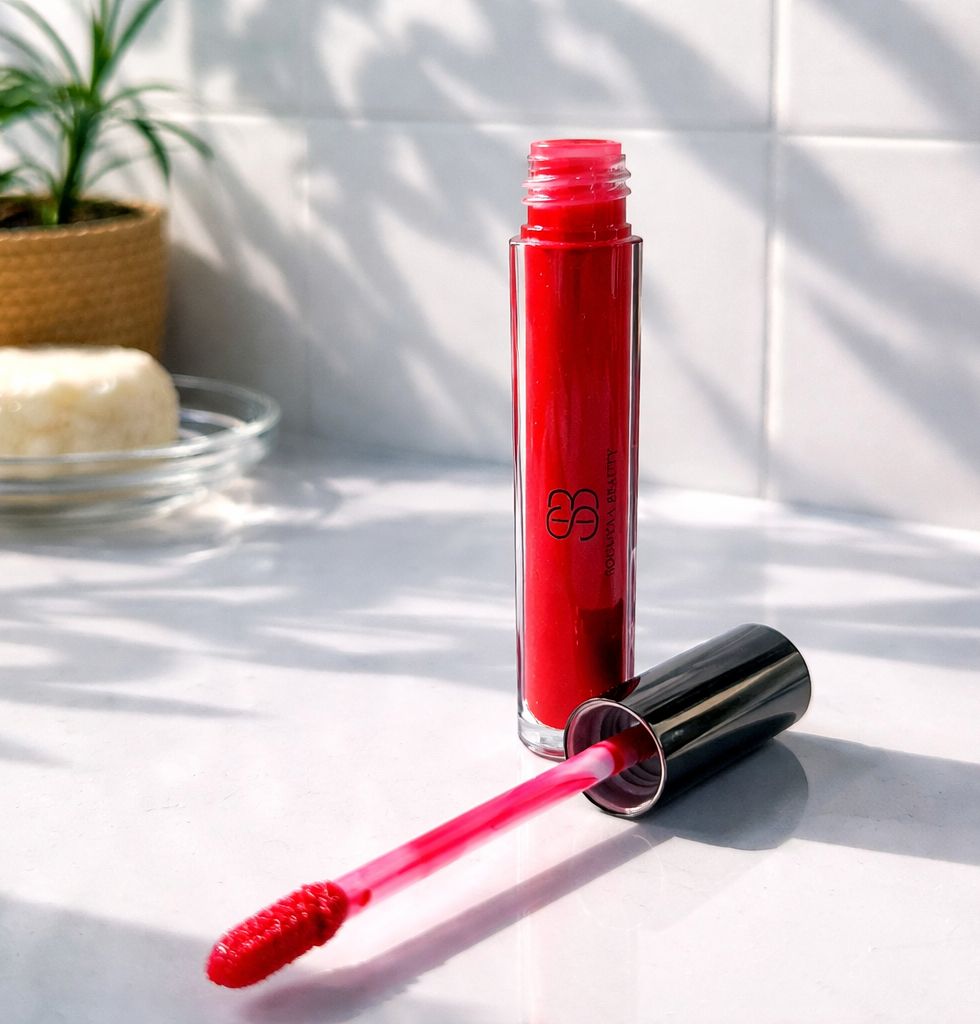 Vegan and cruelty free red lip gloss