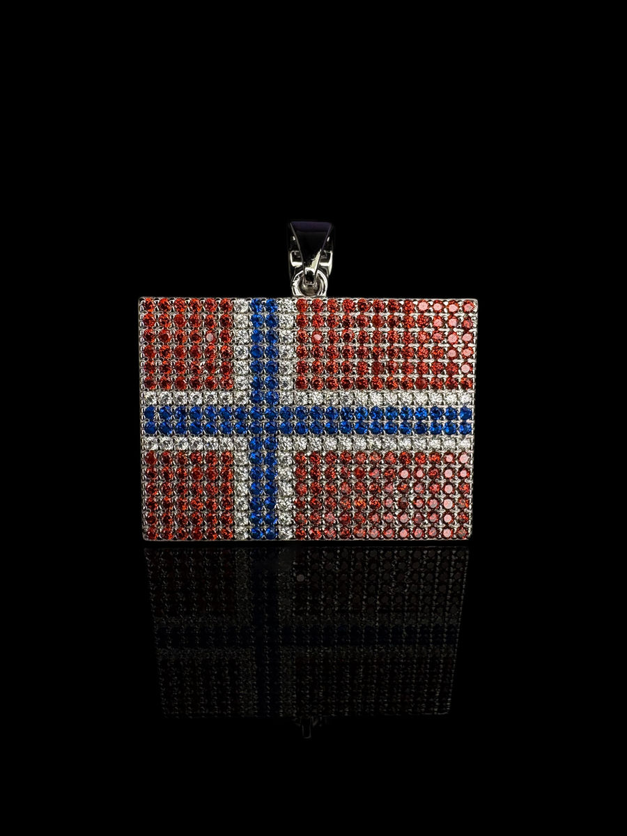 Iced Out Norge Flagg — La Lux Oslo, 925 Sølv