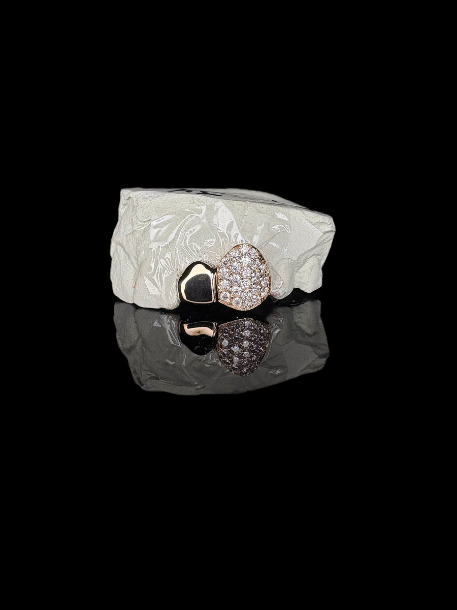 Twin Cap Gult Gull m/ Moissanite — La Lux Oslo, Gult gull