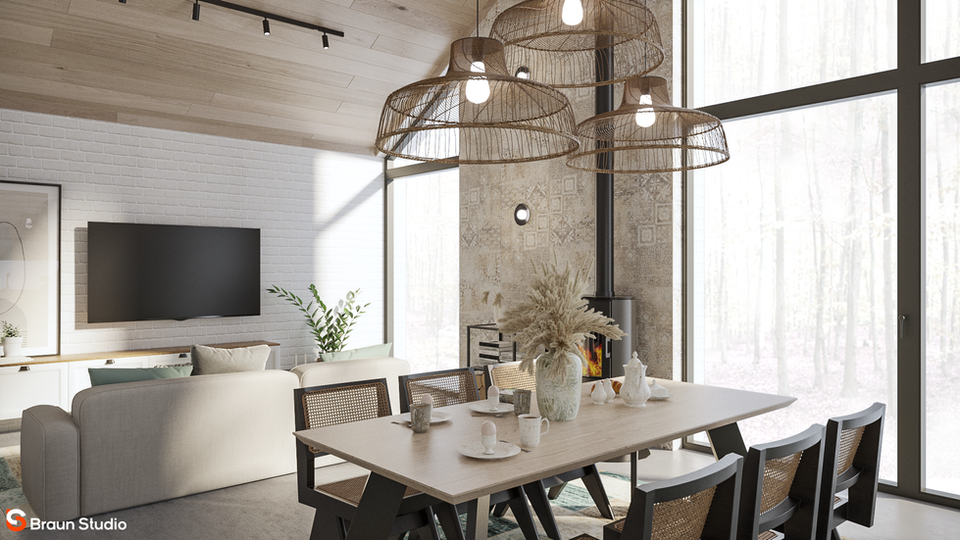 REST HOUSE- projekt wnętrz nowoczesnej stodoły w Danii o pow. 95 m2