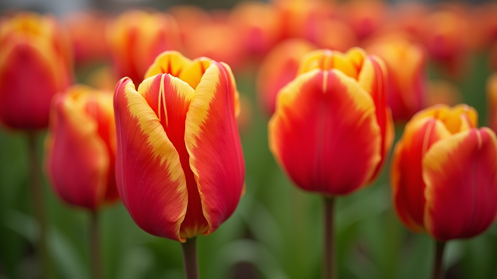 Close-up view of vibrant tulips in full bloom