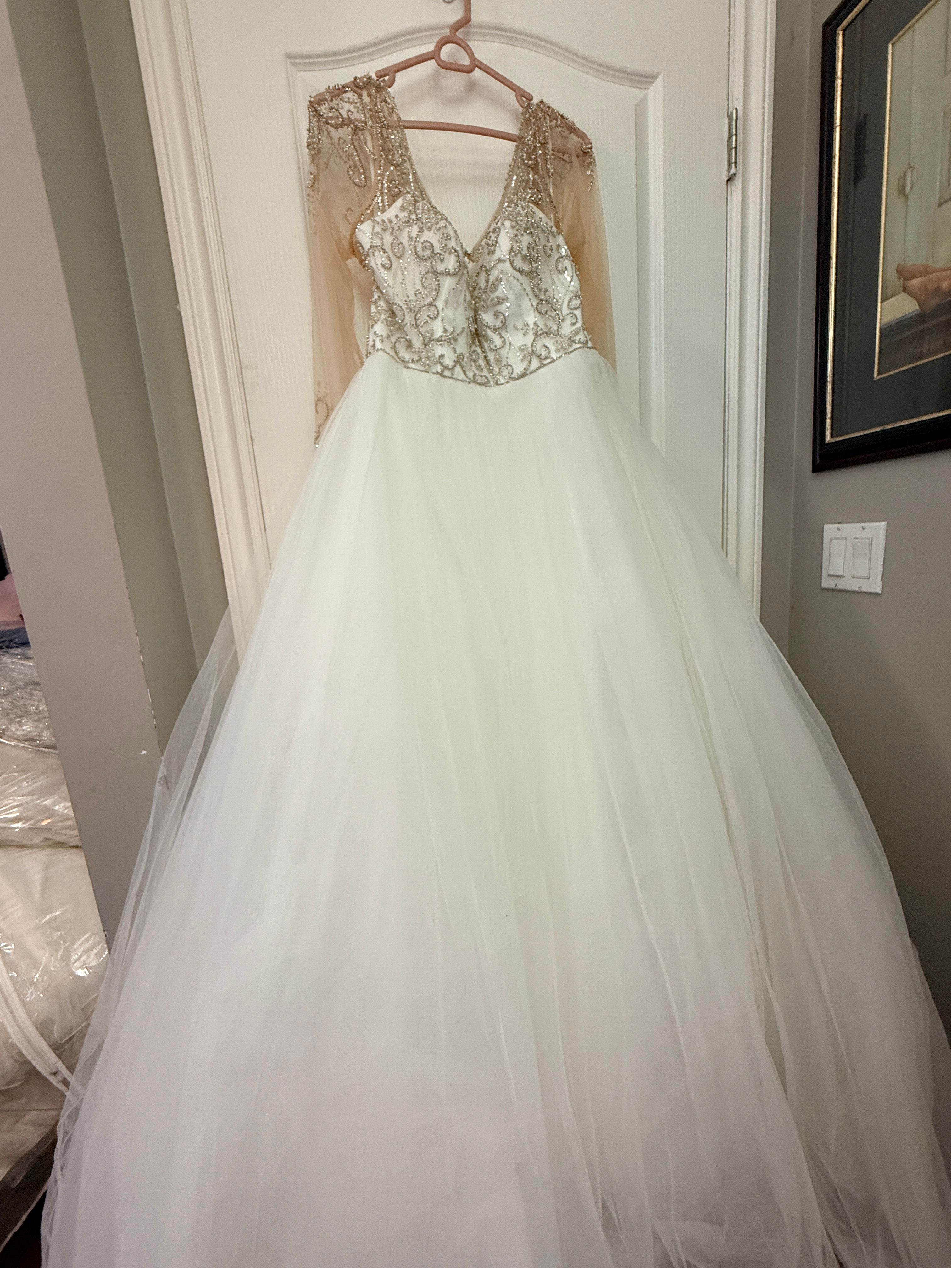 Christina Wu Private 18201 Bridal Gown | Ivory/Ivory/Nude/Silver | Size 14
