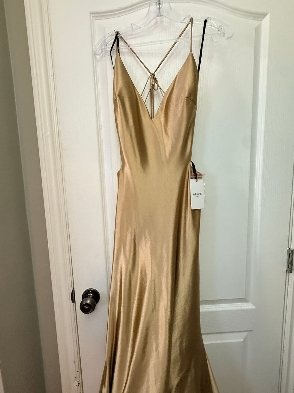 Thumbnail: Alyce Paris 61674 Gold Satin Formal Gown, Size 12