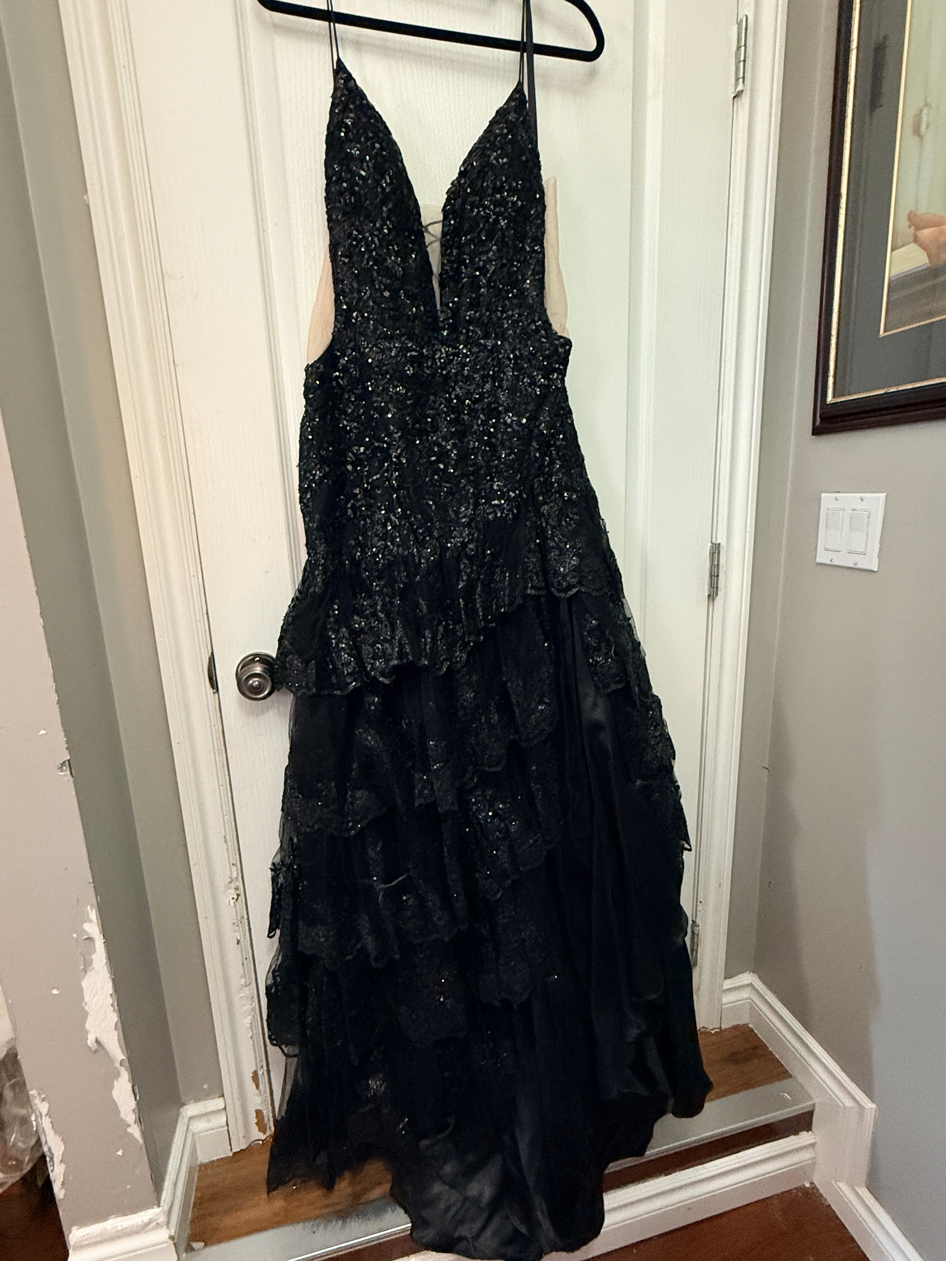 AMARRA 88500 Black Sequin Gown | Size 16