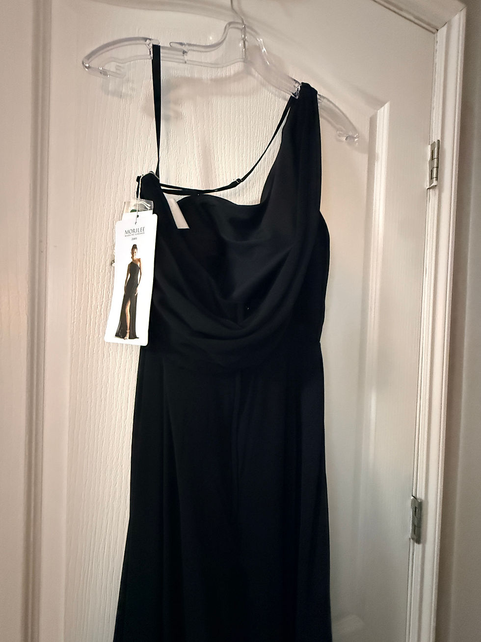 Thumbnail: Morilee 21851 Black One-Shoulder Gown | Size 10