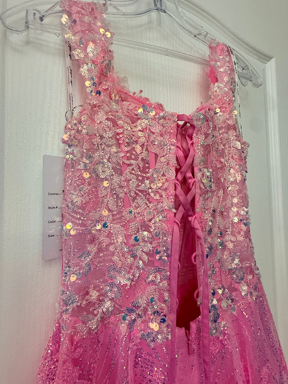 Thumbnail: Ellie Wilde EW36039 Flamingo Pink Embellished Gown | Size 6