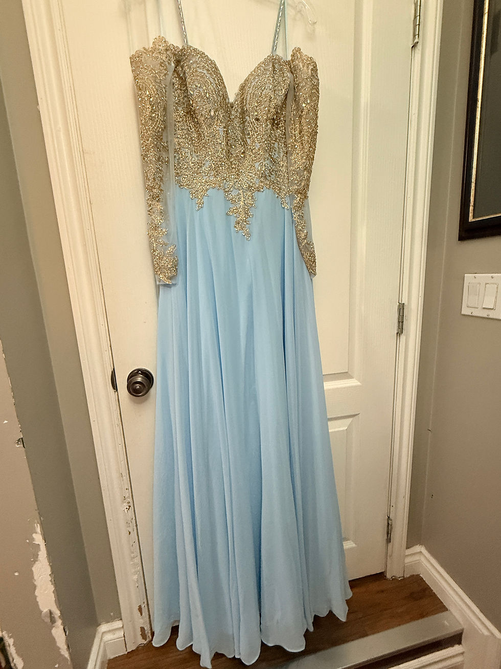 Thumbnail: Fiesta Fashion Style 10232 Light Blue Formal Gown, Size Small