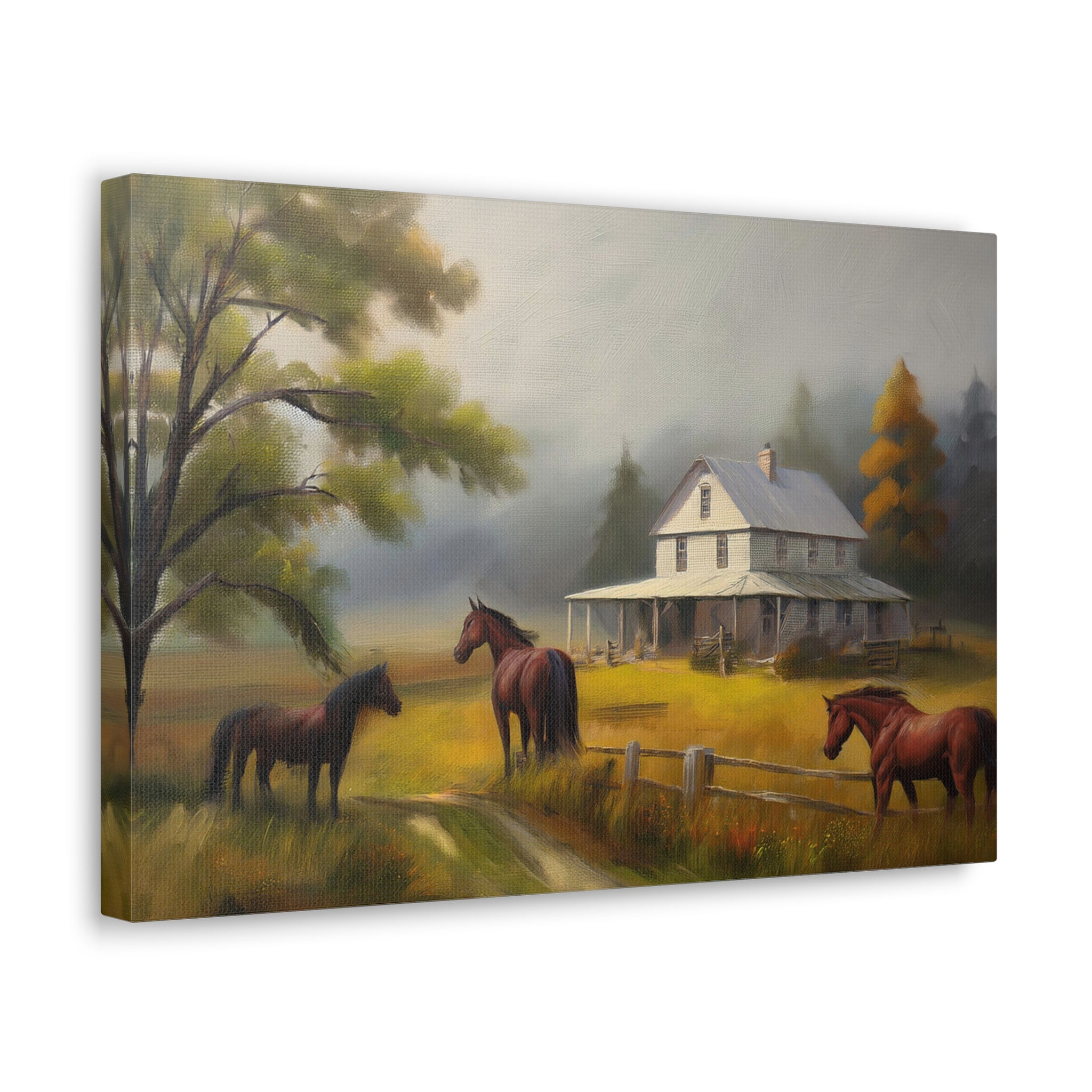 White Farmhouse in the Mist