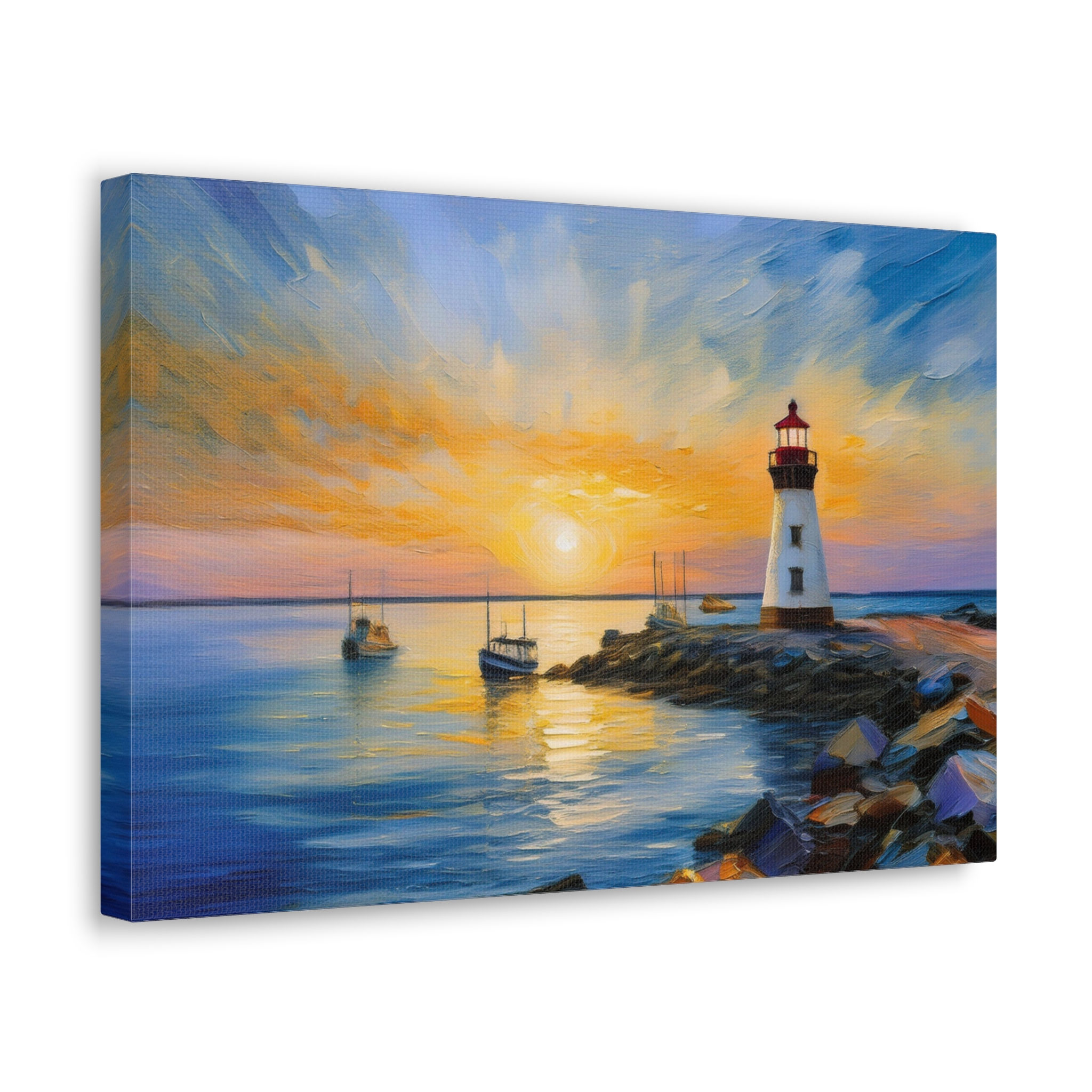 White Lighthouse by the Sea