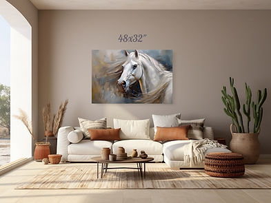 white horse painting canvas wall art