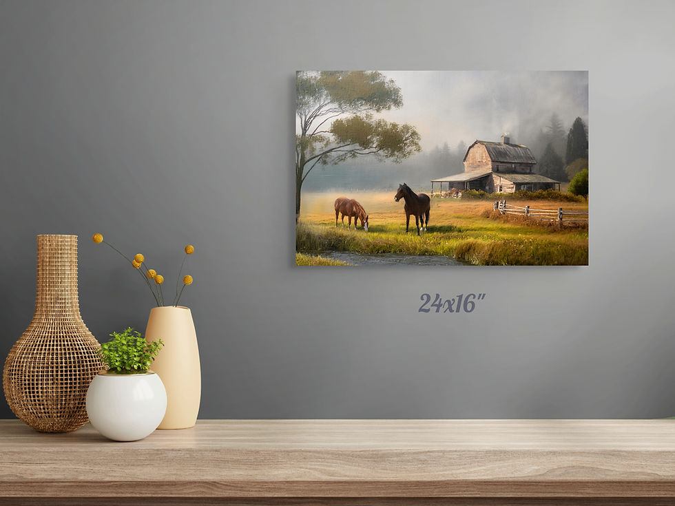 Thumbnail: Old Rustic Barn and Two Horses