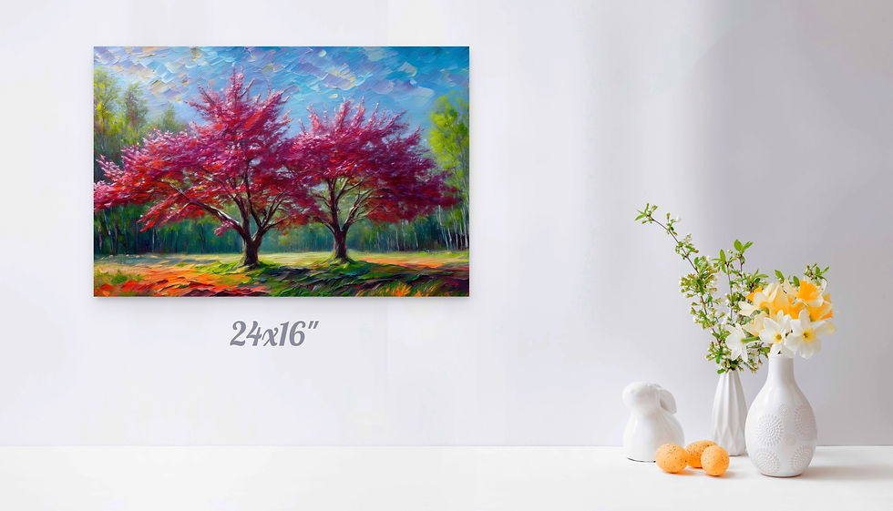 Thumbnail: Painterly Redbud Tree Pair II