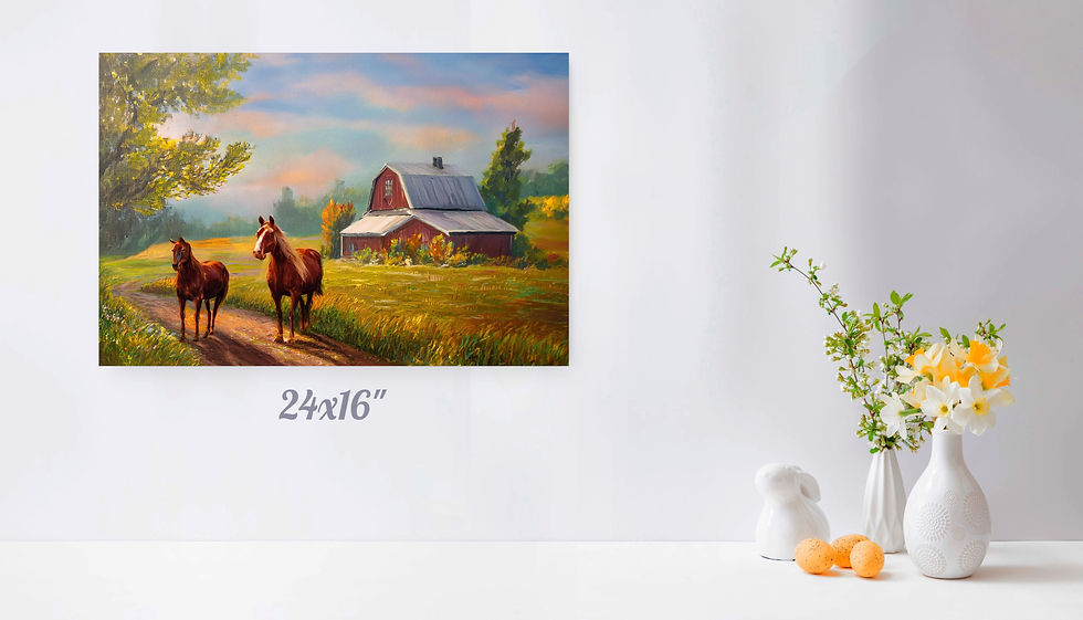 Thumbnail: Brown Barn and Two Horses