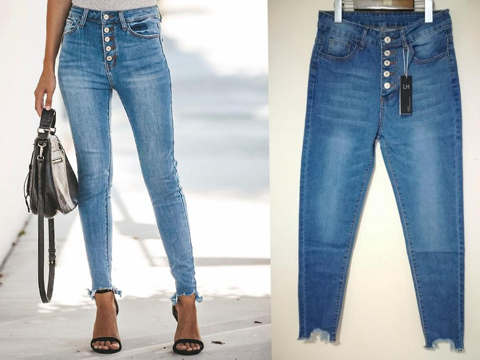Thumbnail: High Waist Jeans Dark Denim Jean