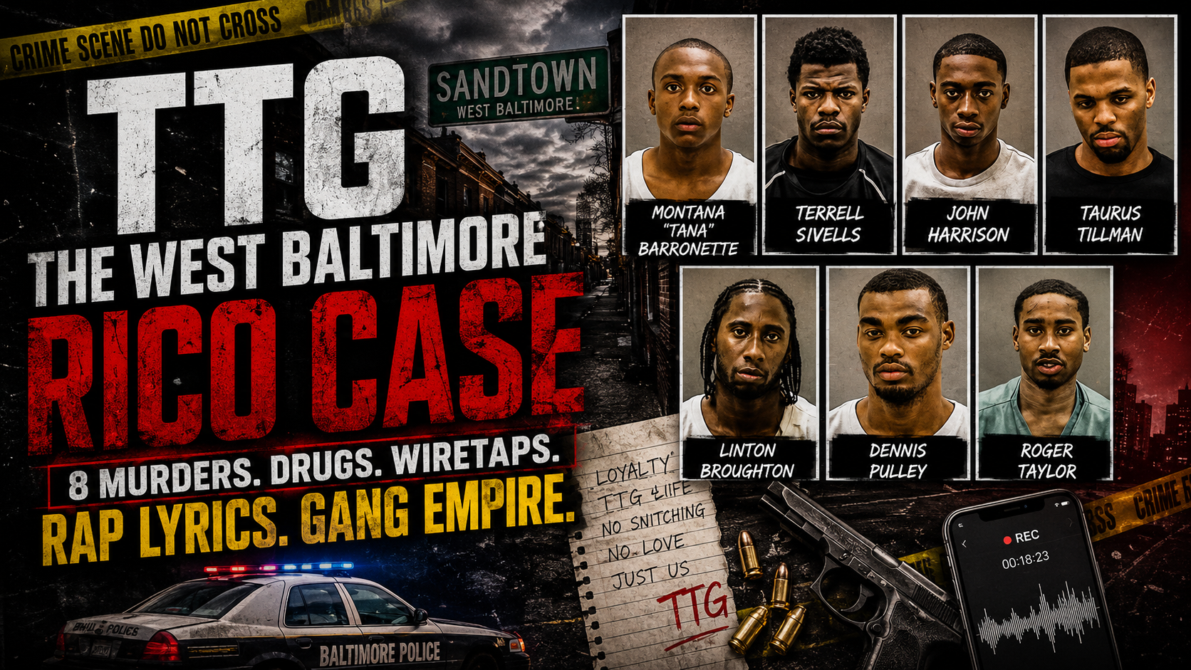 By the time federal agents finally tore TTG apart in 2017, West Baltimore detectives already believed the crew had left a years-long trail of bodies, shootings, drug territory disputes, witness intimidation, and retaliatory violence across Sandtown. What made the case different from a normal Baltimore drug indictment was not just the murder count.
