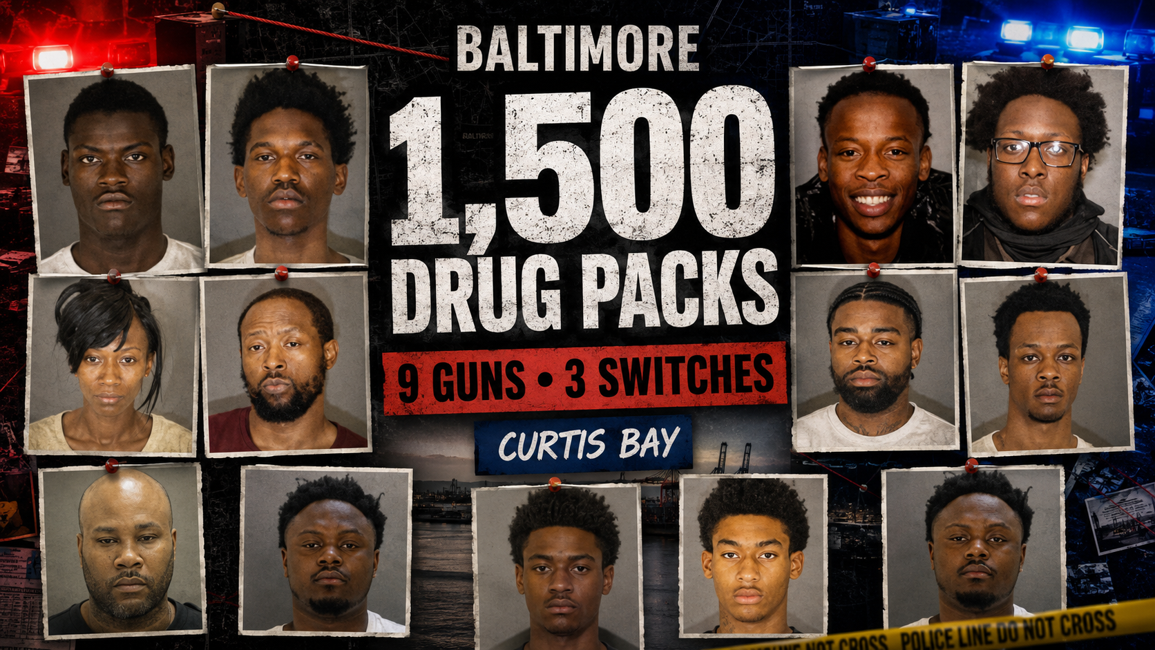 From October 2024 through March 2025, investigators focused on the 4100 block of Morrison Court in Baltimore’s Curtis Bay neighborhood. Prosecutors allege the area operated as an open-air drug market supported by hidden stashes, vehicles, porches, and several connected properties.