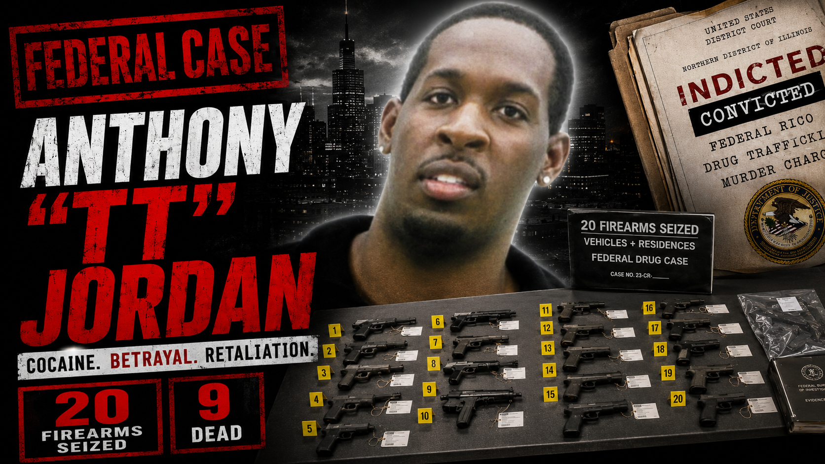 Anthony “TT” Jordan’s case is one of the heaviest St. Louis federal files tied to drugs, retaliation, and murder. What started as a cocaine trafficking investigation eventually turned into a case involving multiple killings, a cartel-connected supply line, and a federal trial that ended with Jordan receiving life in prison.