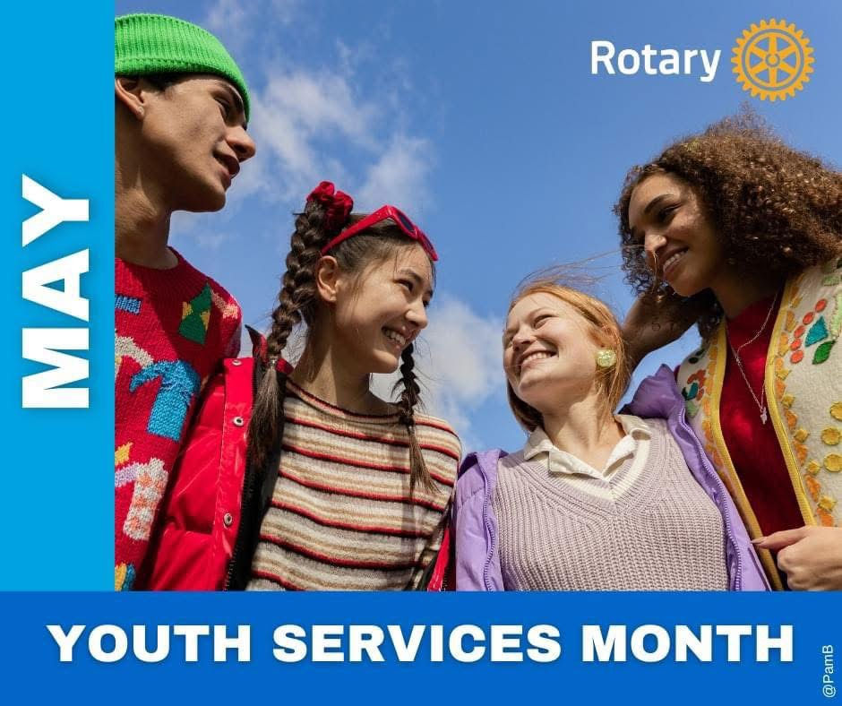 Rotary Youth Service Month, May. Photo of 4 young people