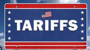 tariffs sign and US flag
