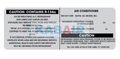 RD-5-7106-0M - Red Dot R134a Disclaimer Label, 10pk
