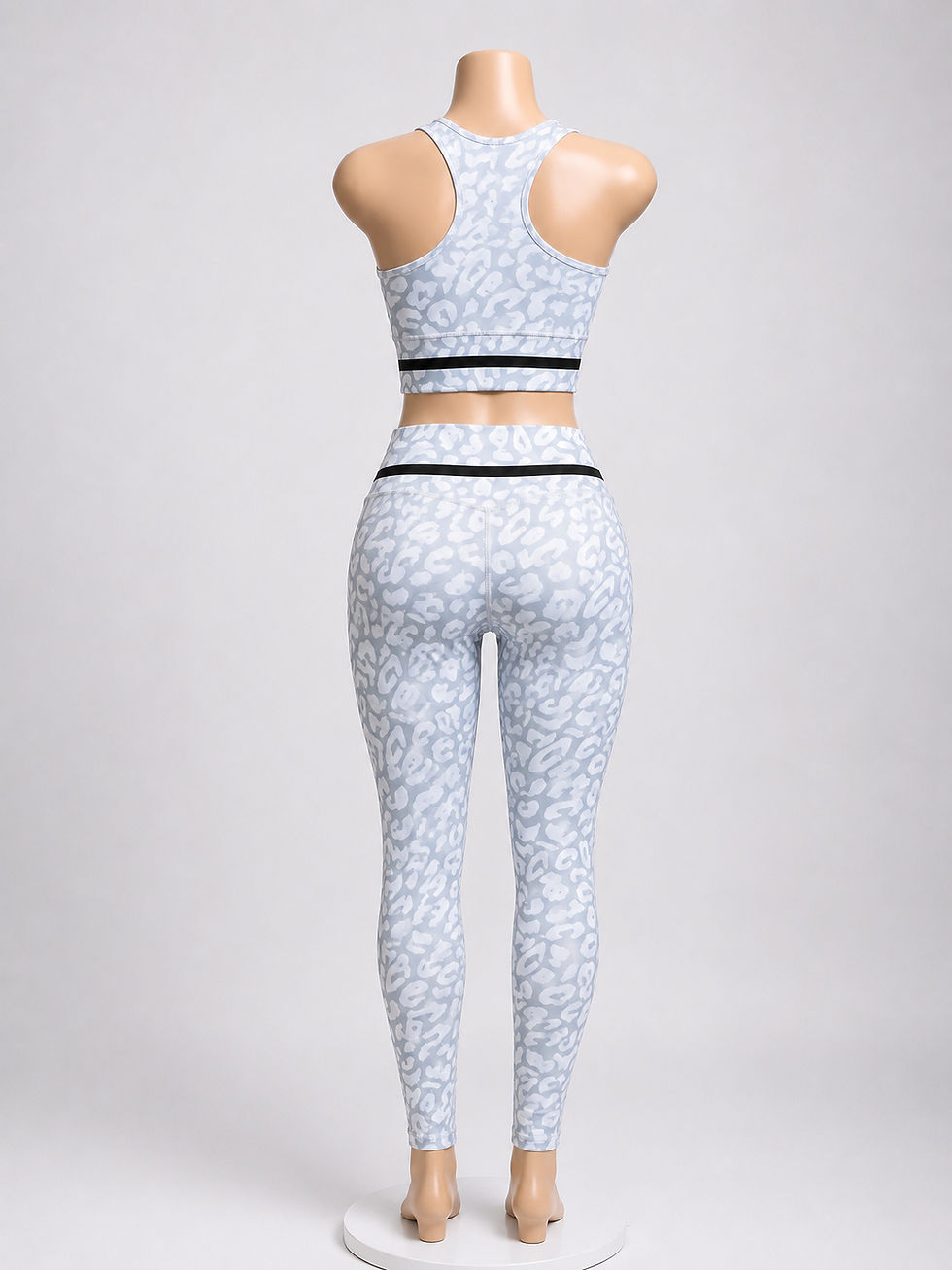 Thumbnail: Women’s Leopard Print Sports Bra & High-Waist Leggings Set – Back View