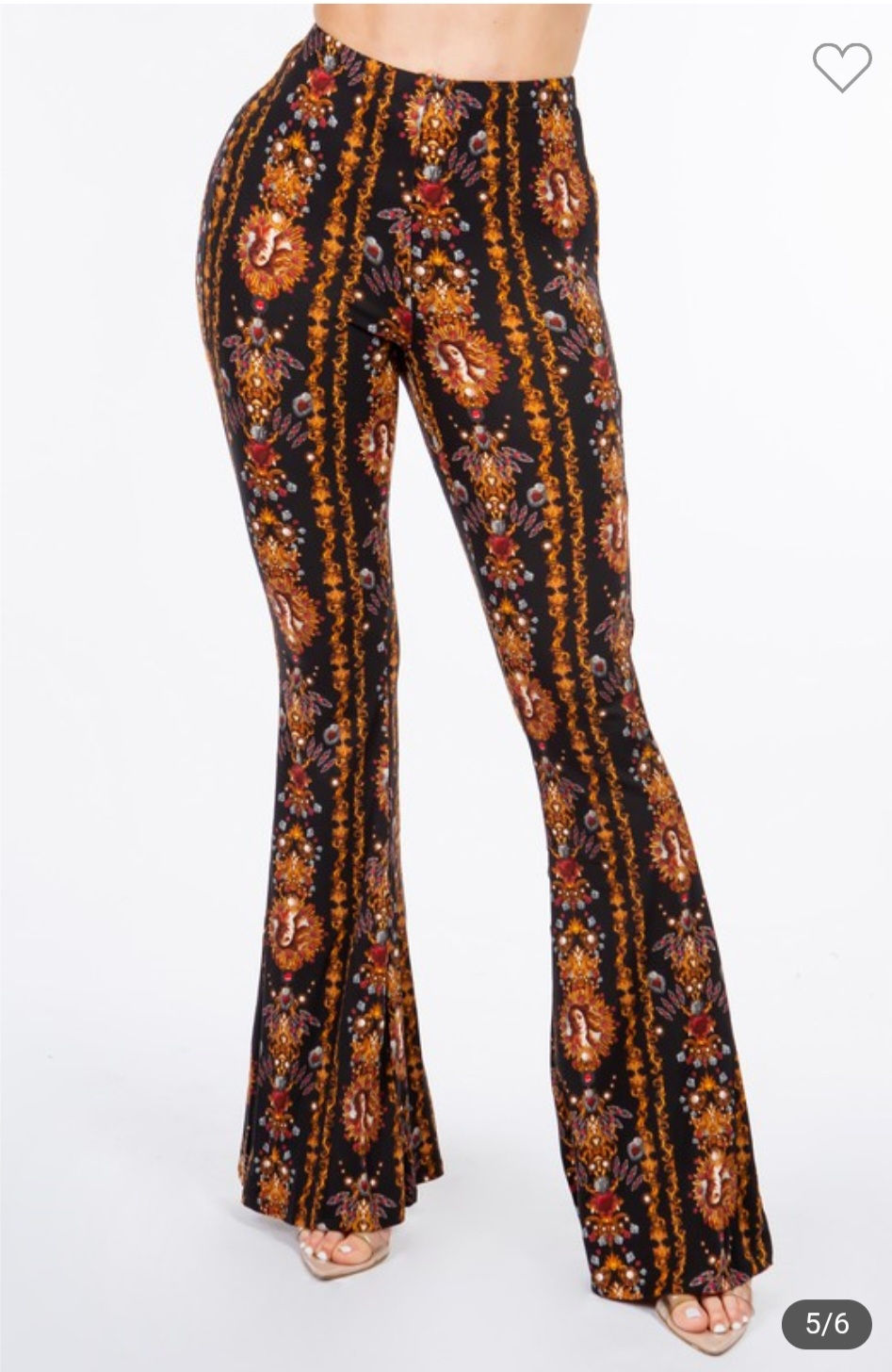 Thumbnail: Boho venus baroque print flared pants