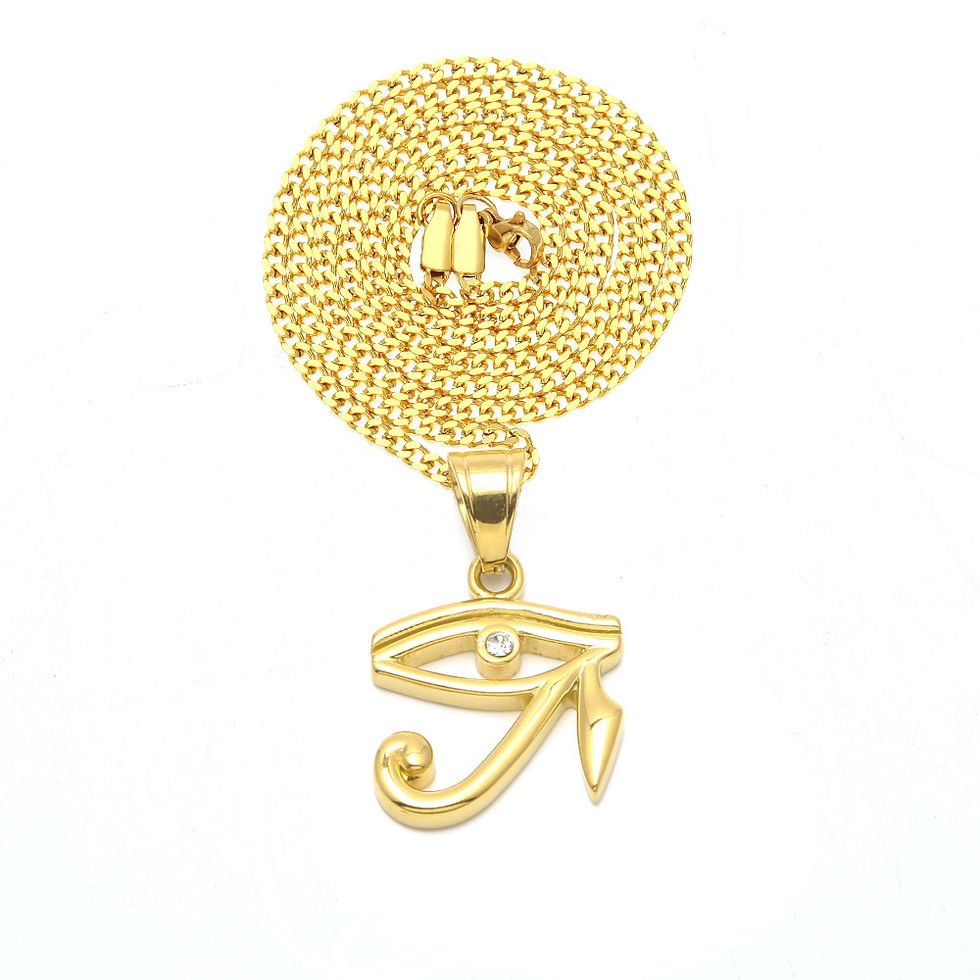 Thumbnail: Cuban style Hollow out Wedjat Eye stainless steel 316L necklace