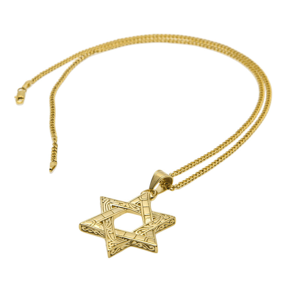 Thumbnail: Hip-hop style hexagram star stainless steel 316L necklace