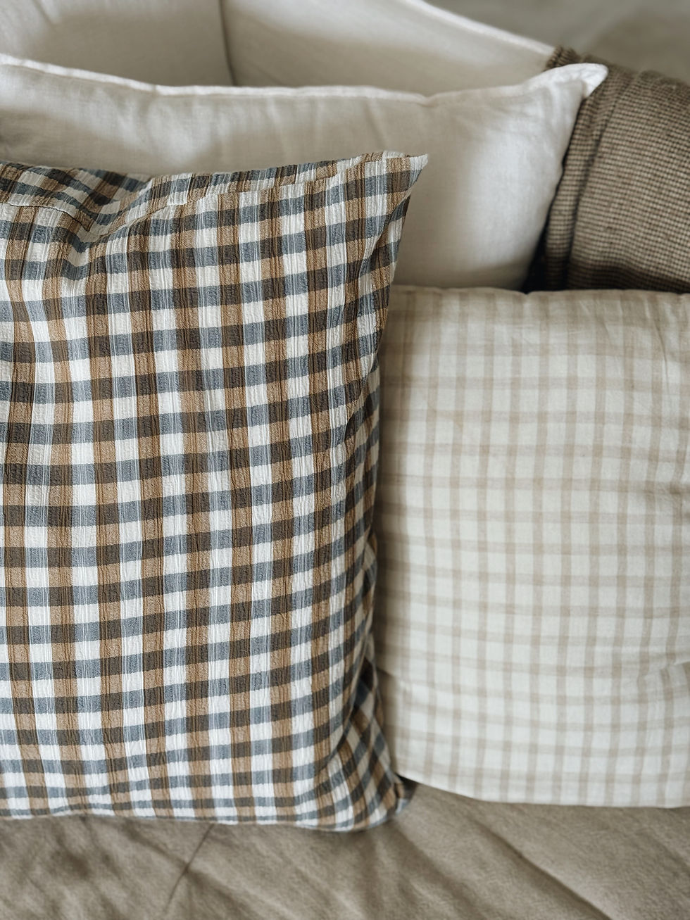 Miniature : Coussin à carreaux vichy