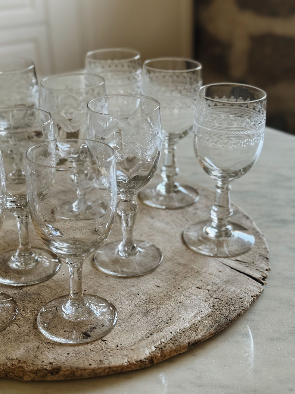 Miniature : Petits verres anciens gravés