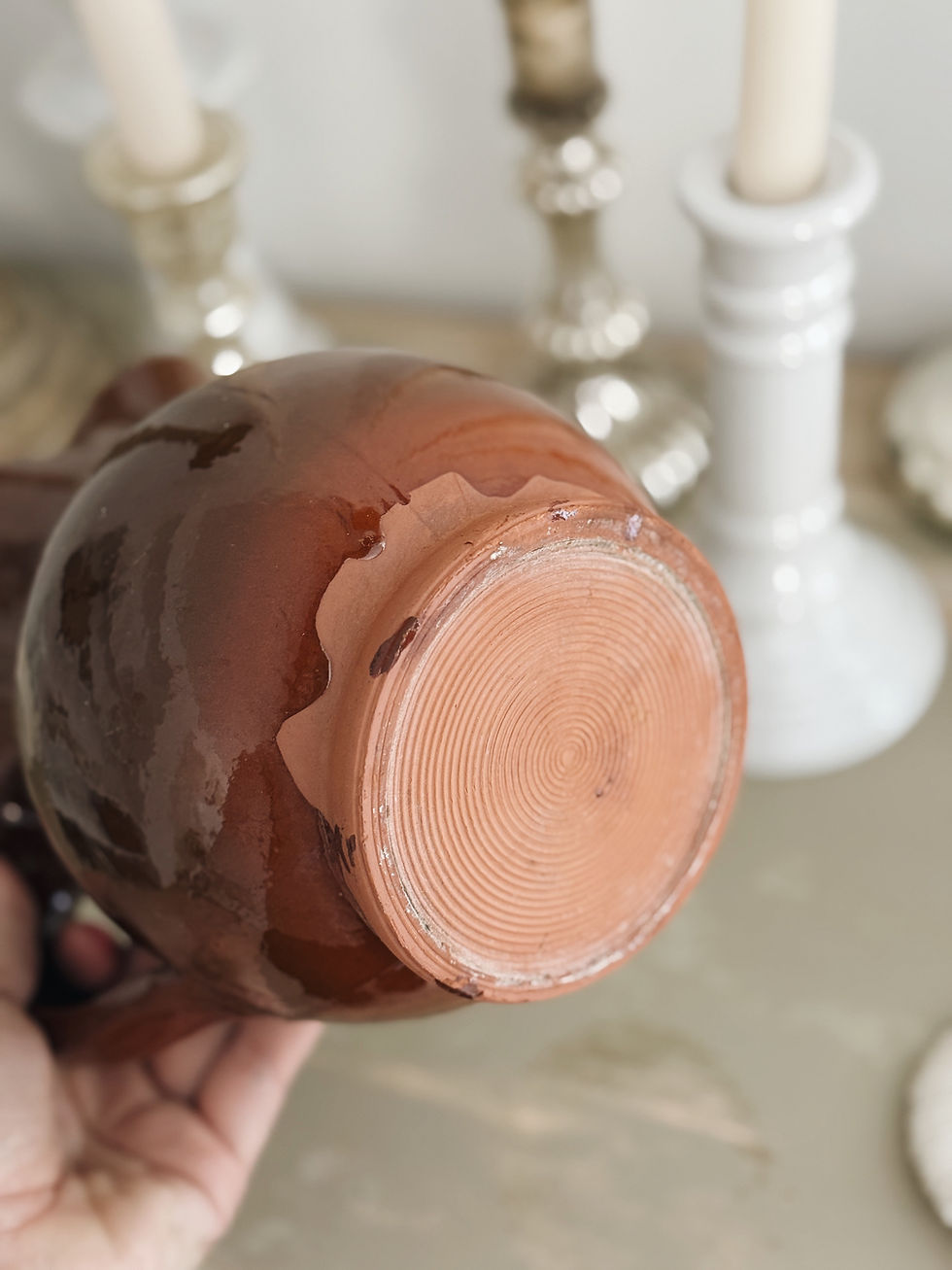 Miniature : Pichet en terre cuite émaillée 
