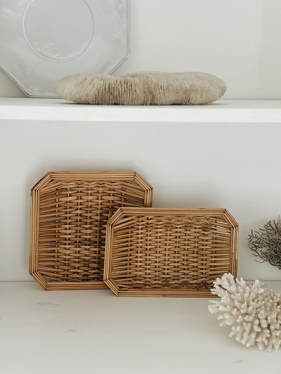 Miniature : Paire de plateaux en osier