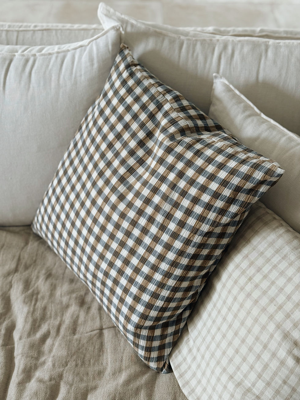 Miniature : Coussin à carreaux vichy
