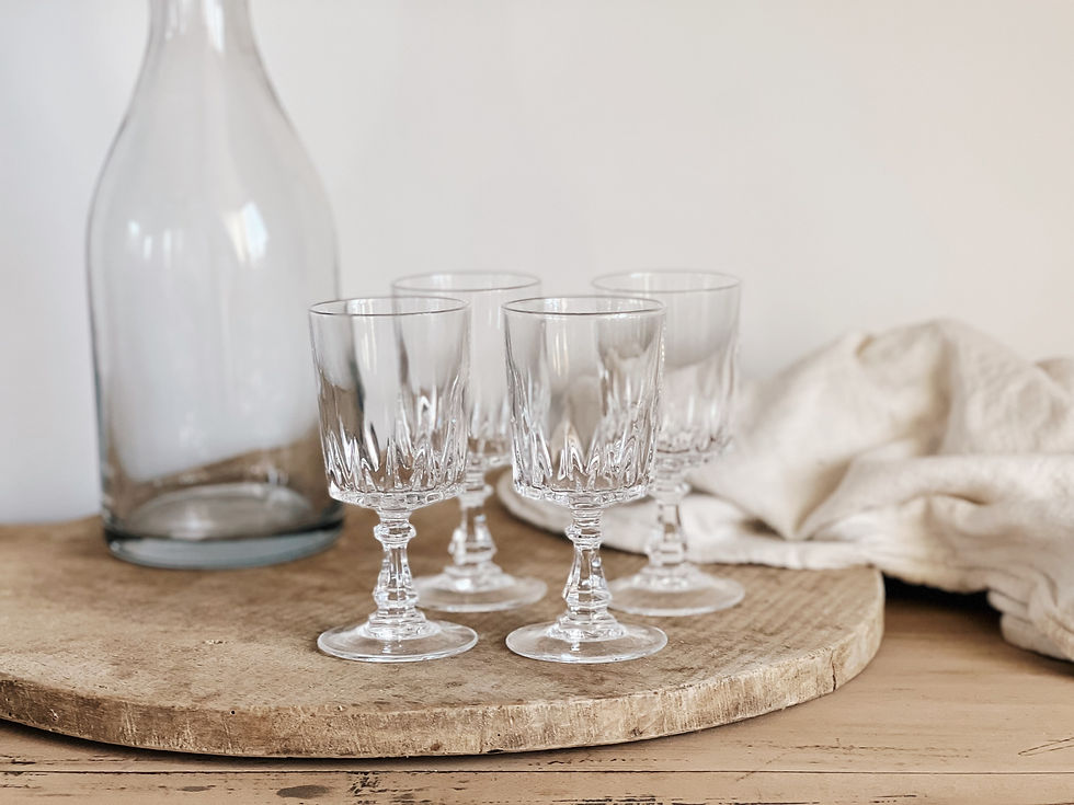 Miniature : Carafe en verre souffle et verres en cristal