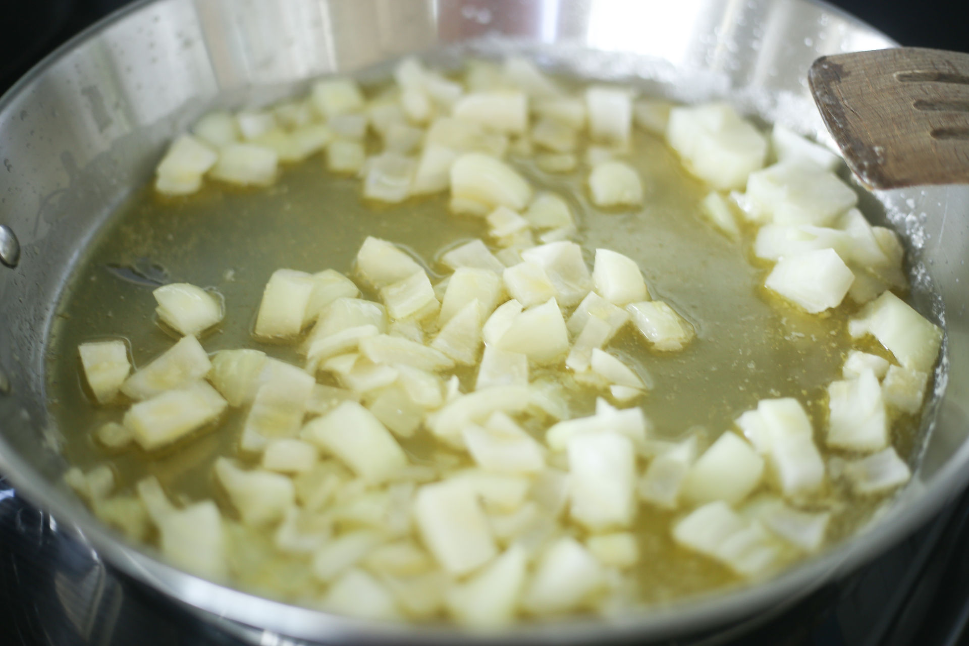Melted butter and onions being cooked
