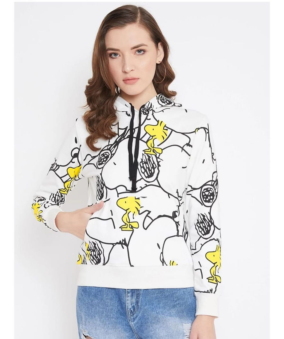 Thumbnail: Fashtantic Fleece Full Sleeve Hooded Neck Printed Women Sweatshirt