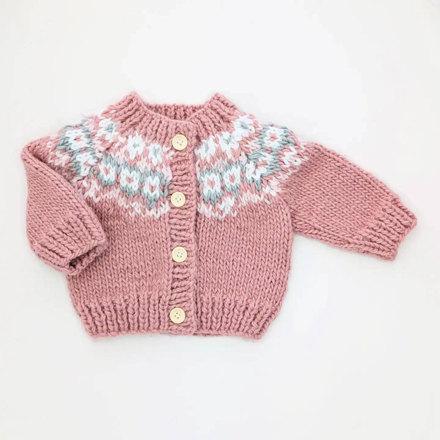 Huggalugs Fairisle Rosy Cardigan Sweater