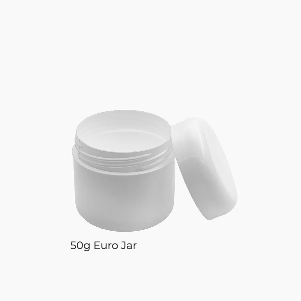 50g White Euro Jar + Closure