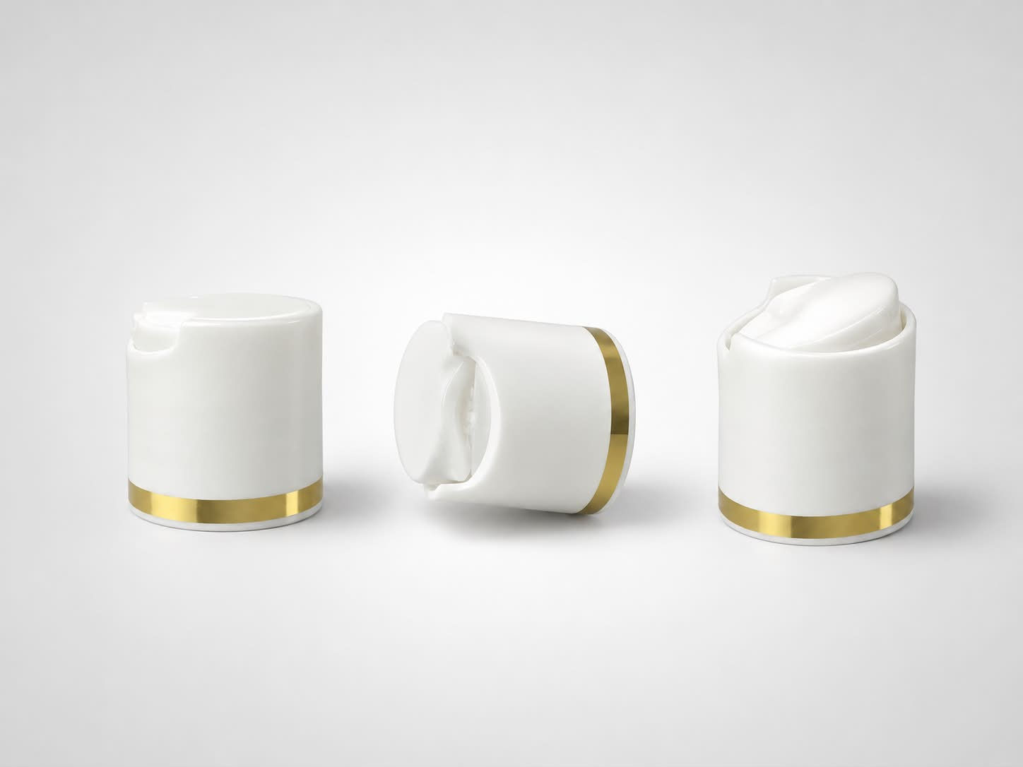 24/410 Disc Top Cap - White + Gold Foil -