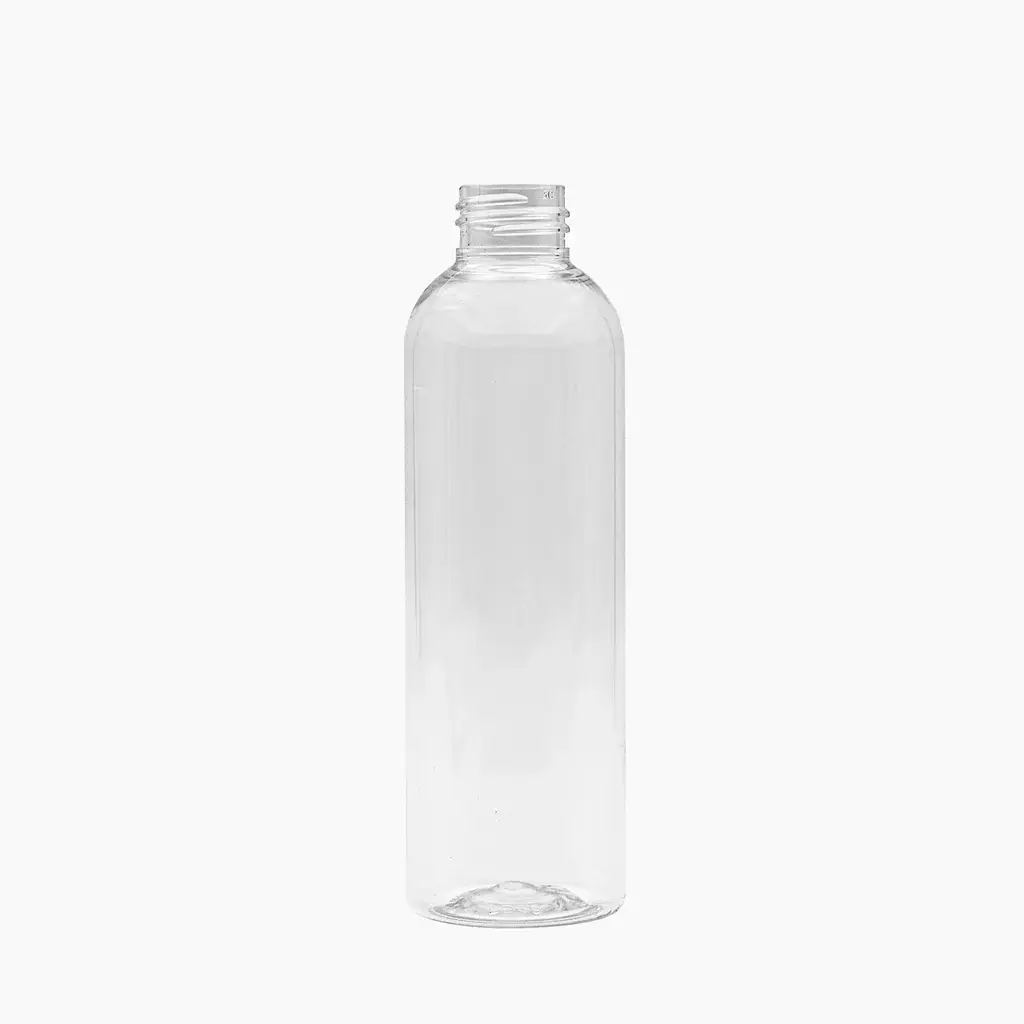 24/410 250ml Clear PET Boston Tall Bottle - No Closure