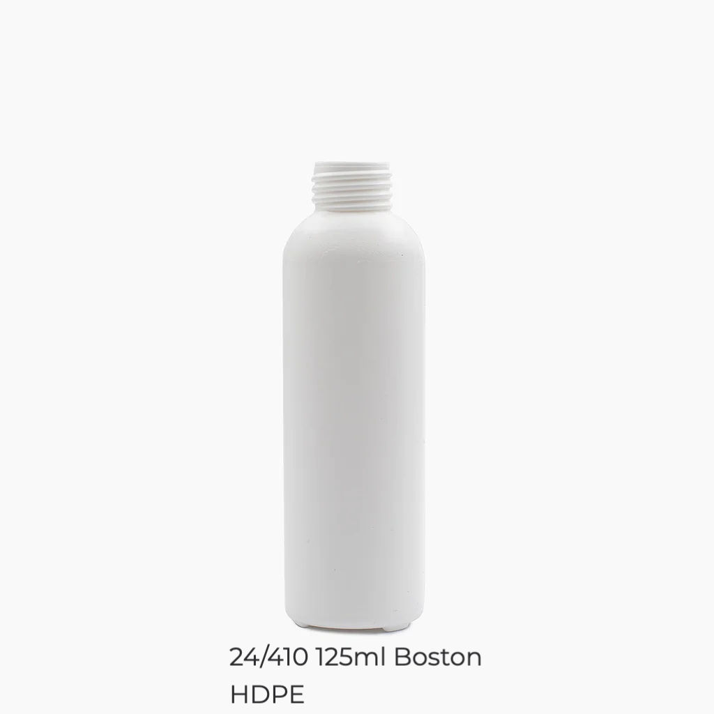 24/410 125ml HDPE Boston Tall Bottles - No Closure - White