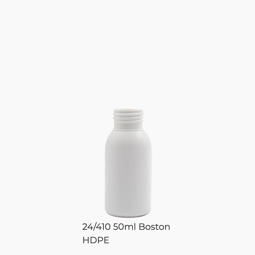 24/410 50ml HDPE Boston Tall Bottles - No Closure - White