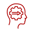 Abstract icon representing teamwork and collaboration in a red color scheme: For the duplicate icons, ensure this is applied