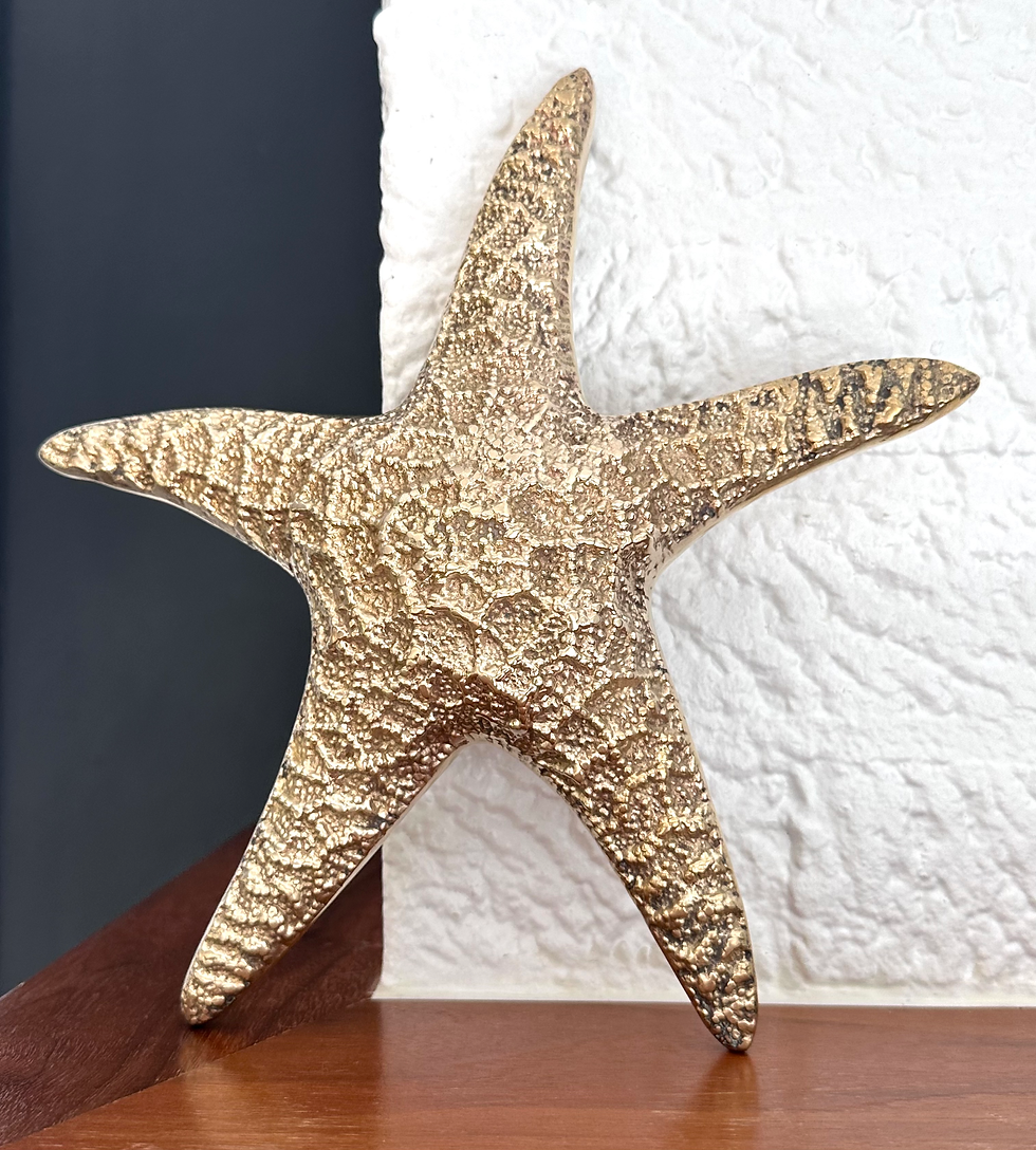 Thumbnail: Vintage Cast Brass Life-Like Large MCM 11" Starfish Wall Art