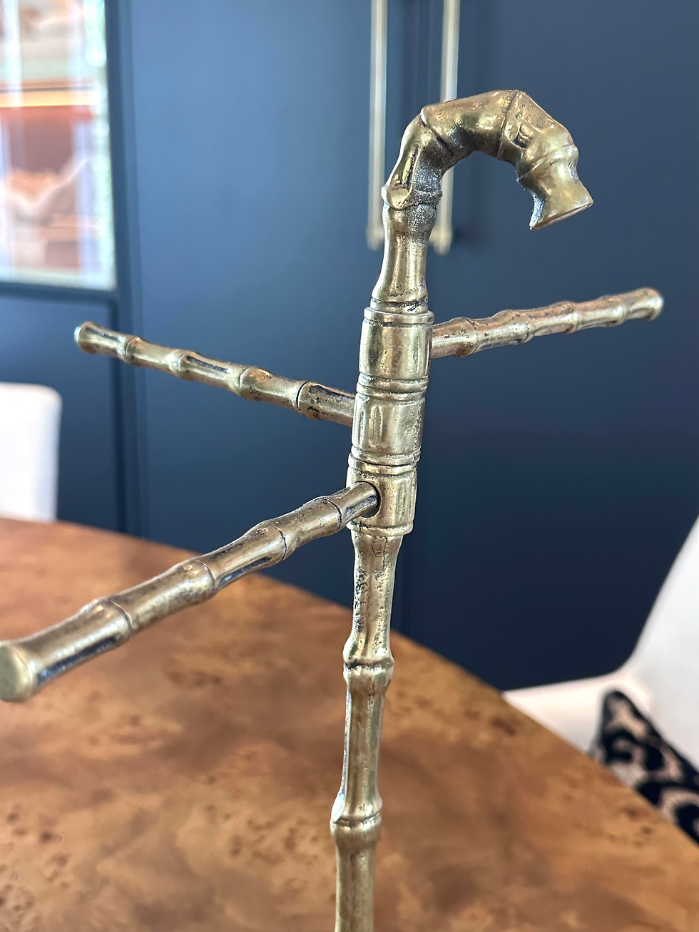 Thumbnail: Vintage gold bamboo hand towel holder