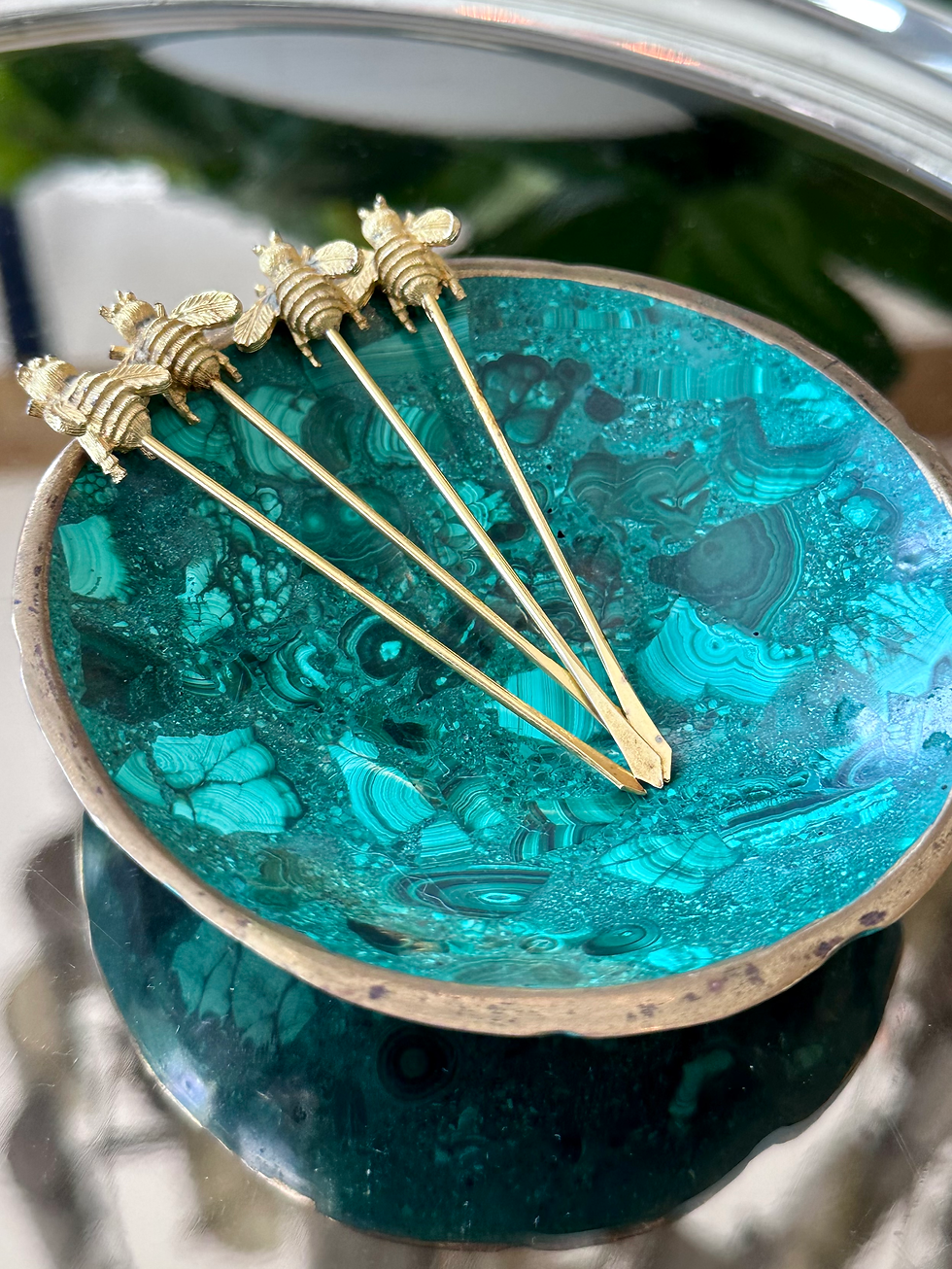 Thumbnail: Handmade Malachite & Brass trimmed Dish